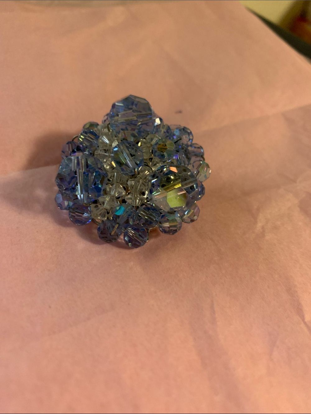 Vintage Blue Crystal Cluster Brooch